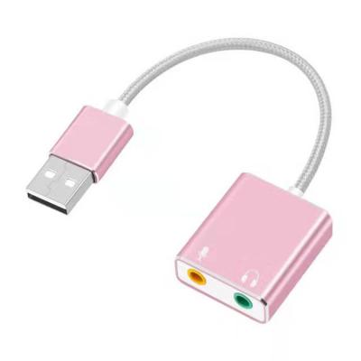 China Usb 7.1ch USB Low MOQ Device Braided Cable Aluminum Audio Sound Card Adapter for sale