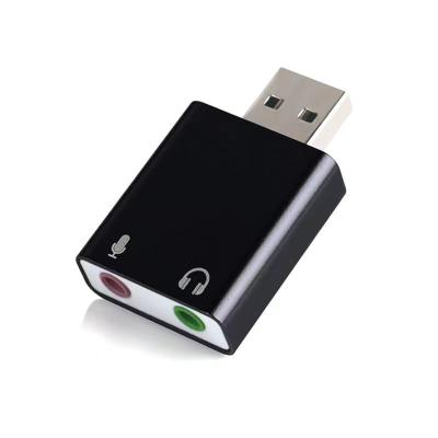 China Low MOQ LAPTOP USB to 3.5mm Earphone Audio Adapter 7.1 Sound Card External USB Sound Card for sale