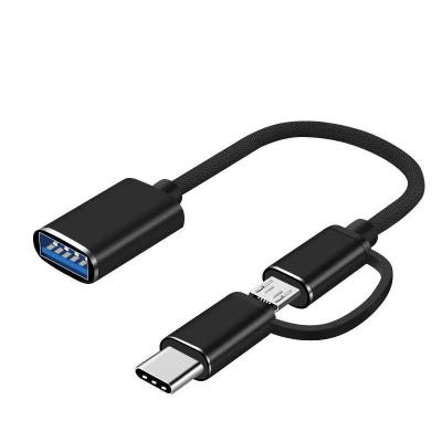 China Other Pigtail 2 In 1OTG Adapter Cable USB2.0 Female To USB Type C Micro Android Adapter For Charging And Data Transfer for sale