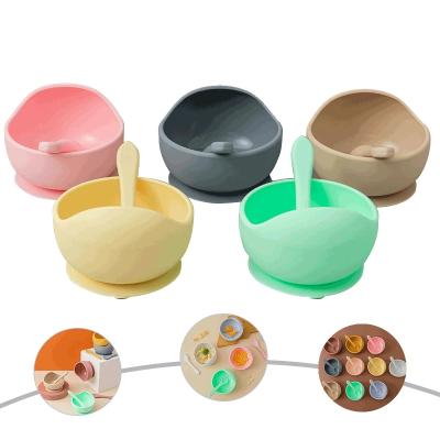 China New Arrival Bpa Free Food Grade Suction Silicone Baby Soft Bowl And Spoon Set Baby Tableware Silicone Feeding Bowl For Kids for sale