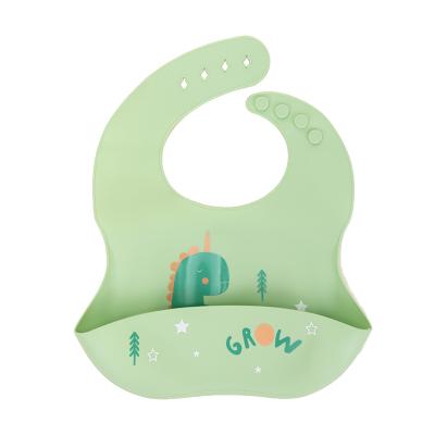 China Custom Logo Adjustable BPA Free Silicone Waterproof Baby Drool Bib For Kids for sale