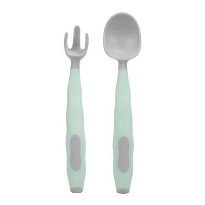 China Factory Manufacturer Bpa Free Soft Silicone Kids Fork Spoon Set With Case for sale