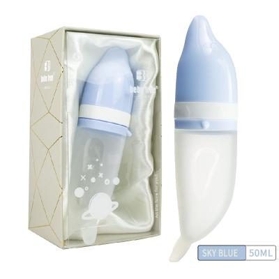 China BPA Free Custom Baby Silicone Squeeze Rice Paste Bottle For Baby Bottle Silicone Milk Bottle Feeding Spoon for sale