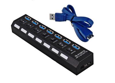 China Multi 7Ports Powered USB 3.0 Hub 5Gbps Overload Current Protection With On / Off Switch for sale