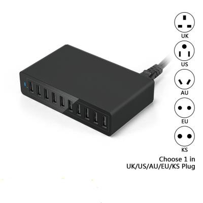 China CE FCC ROHS Approved ODM OEM quick charging universal multi usb 10 port travel charger for sale