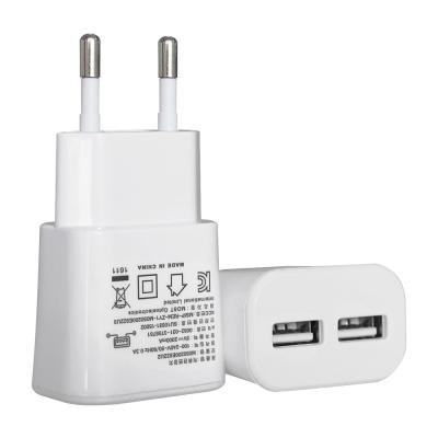 China High Efficiency Home Travel Dual Wall USB Charger 5v 2A For Cellphone for sale