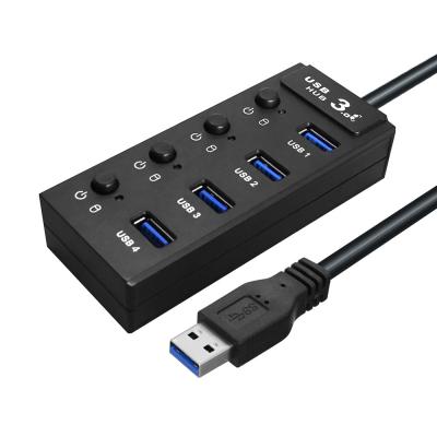 China 5Gbps draagbare HUB 3,0 USB 4 van 4 Havenusb de Bestuurder van de Havenhub met Individuele Machtsschakelaars en LEDs Te koop