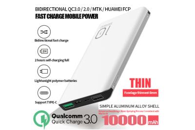 China Emergencia rápida 10000mAh portátil 235g del banco del poder del teléfono celular del cargador del control de calidad 3,0 en venta