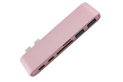 Chine Type C du port USB3.1 de l'aluminium 6 à conjuguer adaptateur de charge de transfert des données de TypeC de lecteur de cartes d'USB 3,0 SD/TF du hub 2 d'USB C pour le Mac à vendre