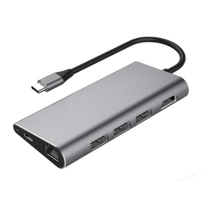 Chine Hub d'USB C, Sinstar 8 dans 1 type multi en aluminium d'adaptateur de port hub combiné de C pour le hub d'USB C de MacBook Pro à vendre