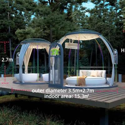 China Full House Outdoor Prefabricated Luxury Glass Polycarbonate Garden Double Dome House for sale