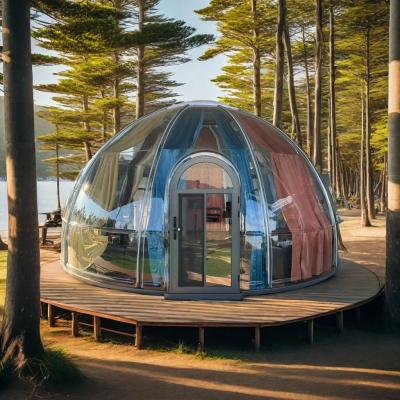 China Moderno estilo Casa de burbujas de policarbonato transparente aislada tienda de picnic prefabricada con cúpula para fiesta de hotel uso de material de contenedor verde en venta