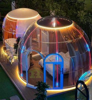 China Modern Design Full House Prefab Outdoor Polycarbonate Clear Geodesic Bubble Dome Tent Hotel Dining Park-Green PC Houses Glamping for sale