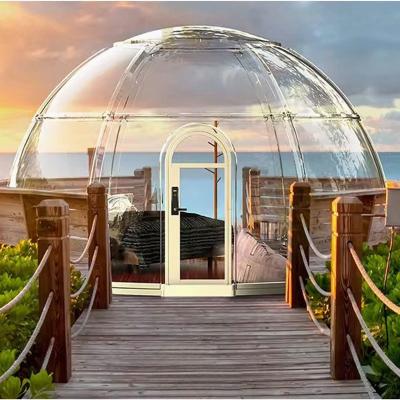 China Transparent Camping Hotel Prefabricated Dome for Outdoor Bubble House Yurt With LED Lighting for sale