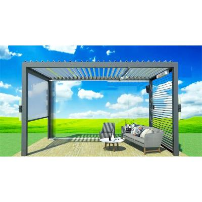 China Outdoor Patio Flipped Louver Pavilion Aluminum Alloy Outdoor Electric Shade Pavilion Villa Sun Protection Pavilion for sale