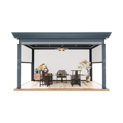 China Outdoor pavilion Aluminum alloy new  hand electric louver courtyard pavilion courtyard leisure pavilion for sale