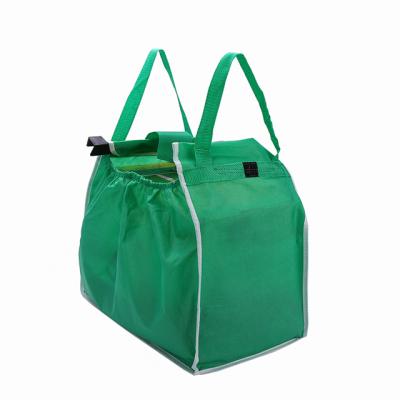 China Reusable Collapsible Folding Grab Shopping Bag Grocery Tote Bags With Handles, Clip On Shopping Cart And Easy To Clean for sale