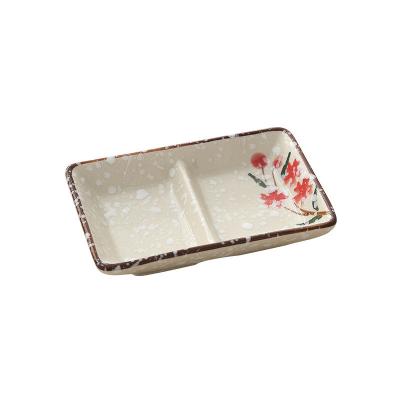 China Modern Japanese Style Ceramic Seasoning Dish Saucer Vinegar Topping Saucer Household Two-Grid Small for sale