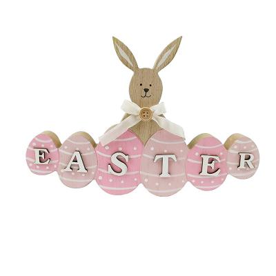 China Easter Rabbit Letter Ornaments Cute Desktop Decoration Office Pendant Wooden Easter Decoration for sale