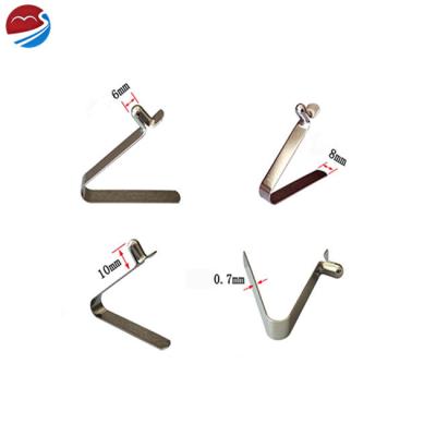 China Apartment ; Sheet ; Factory Wholesale Stamping Flat Metal Lock Push Button V Shaped Spring Clip For Tube for sale