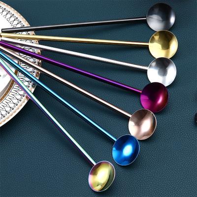 China Sustainable Reusable Food Grade Color Customized Stainless Steel Long Drinking Straw Spoon for sale