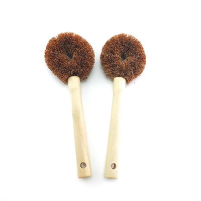 China Sustainable Natural Customized Kitchen Cleaning Brush Pot Dish Brush Household Coconut Fiber Brush for sale