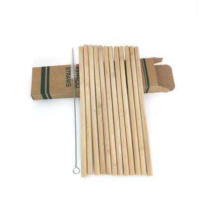 China 12pcs Stocked Eco Friendly Biodegradable Reusable Bamboo Drinking Straws+Clean Broom Healthy Straw for sale