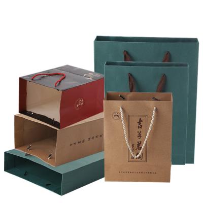 China Recyclable Kraft Garment Packaging Bags Paper Grocery Bags Cooler Wine Bags Durable Brown Paper Logo for sale