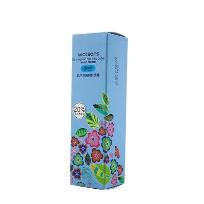 China Recyclable Custom Foldable Cardboard Blue 4 Colors Paper Cosmetic Box Printing For Hand Cream for sale