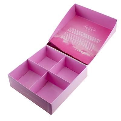 China Recycled Chinese Custom Pink Materials Storage Box Clamshell Gift Tea Packing Box With Divide for sale