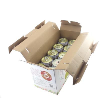 China Customized Printed Die Cut Folding Handle Recyclable Tuck Top Lid Canned Food Corrugated Box for sale