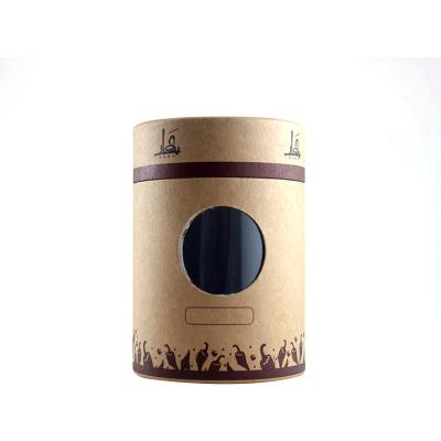 China Recyclable Customized Printed Cylinder Round Tea Paper Box With Clear Window for sale