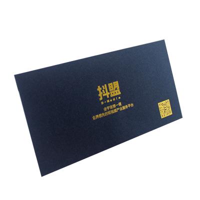 China Custom Luxury Hot Stamping Business Envelope BlackPaper A4 Size Envelopes With Logo for sale