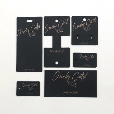 China Custom Paper Brand Logo Gold Printing Black Paper Stamping Earring Card Jewelry Display and Packaging Card for sale