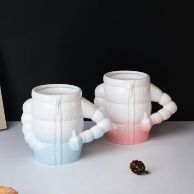 China Viable Unique Funny Gradient Color Ceramic Cups Low Coat Design Coffee Mug Porcelain Mug for sale