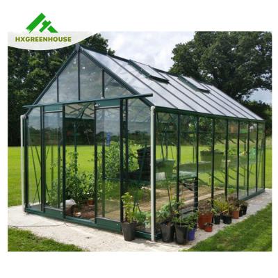 China For garden luxury tempered glass aluminum insulated agriculture greenhouse for sale HX98125 for sale