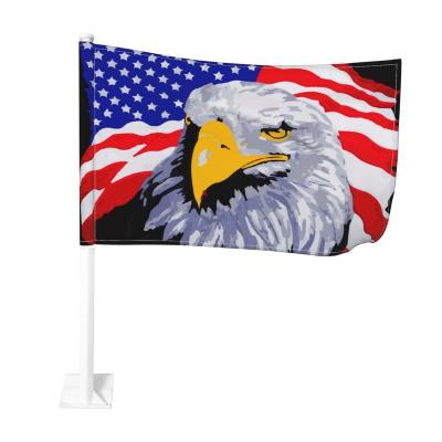 China Washable Custom Car Window Flags, Bald Eagle With USA Flag Independence Day Decoration Banner For Car for sale