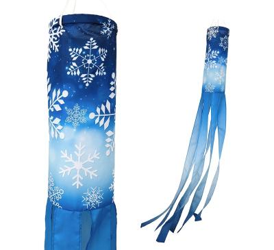 China Health Care Institute Winter Windsocks For Outdoor Holiday Decoration Hanging Flag Decoration Christmas Snowflake Colorful Windsock Flags for sale