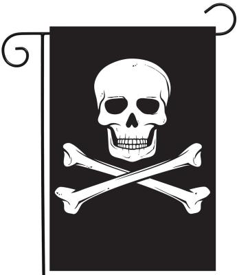 China Health Care Institutes Pirate Flag ShineSnow Biker Jolly Roger Sku Double Sided Garden Flags 12x18 inch for sale