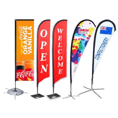 China Decoration Advertising Display Feather Flag Beach Flags With Props Advertising Stand Flag Pole Bases Teardrop Banner For Display for sale