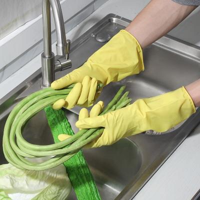 China Cleaning 40g Yellow Red Orange Colors Work Latex Cleaning Household Glove Dish Washing Rubber Glove For Home for sale