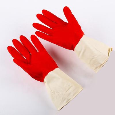 China Housework Red - Yellow Color Housekeeping Rubber Gloves Garden Car Wash Protective Housekeeping Gloves For Hotel Home Cleaning for sale