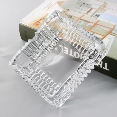 China Hotel Home Live Room Smooth Surface Square Multifunctional Hot Selling Glass Ashtray for sale