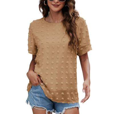 China Amazon Selling Breathable Chiffon Double Layers Warm Short Sleeve Top For Women for sale