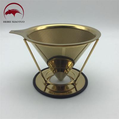 China Viable Titanium Color Basket Gold Cone Coated Gold Coffee Filter for sale