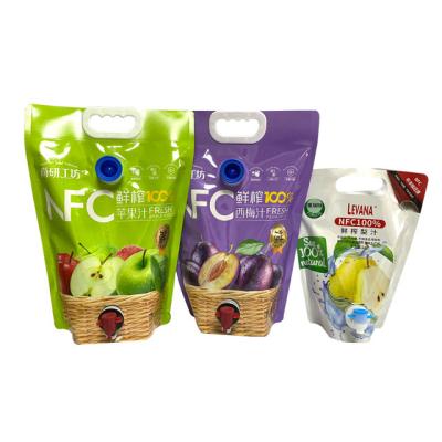 China Aseptic Custom Printed High-grade 3L 5L Apple Prune Pear Fruit Juice Stand Up Pouch With Vitop Tap Juice BIB Packaging Bags for sale