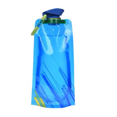 China Security Custom Logo 650 ml Foldable Water Bottles Reusable Water Bottle Collapsible Drinking Bottle Bag for Hiking Adventure Travel for sale