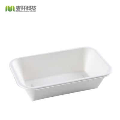 China 32oz Sugar Cane Snacks Disposable Sushi Serving Tray Plate Dish Bagasse Tray Disposable Compostable Rectangle Food Factory Model for sale