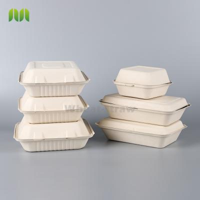 China Rectangular Bagasse Disposable Tableware Pulp Sugar Cane Container Tray For Sushi Pork Burritos for sale