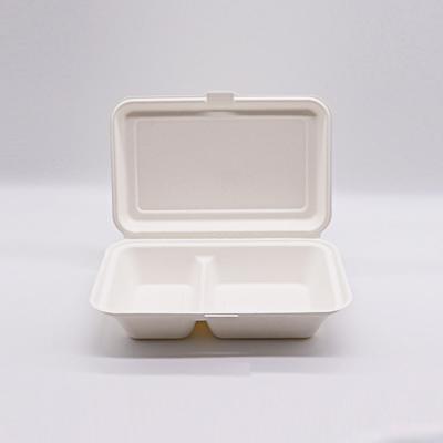 China Sugarcane Bagasse Takeaway Food Container Packing Clamshell Biodegradable Disposable Lunch Box Cardboard Accept B002 Hbmg for sale